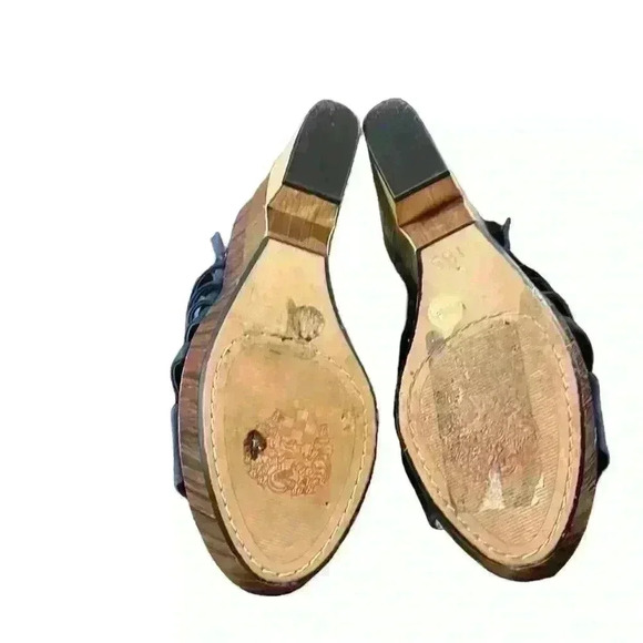 VINCE CAMUTO SANDALS Woman’s 8.5 M Onia Slingback Platform Blue Suede Wedge​ - Picture 6 of 9